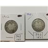 Image 1 : 1910 & 1912 Silver 25 Cent Coins