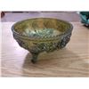 Image 3 : Green Carnival Glass 3 Leg Bowl