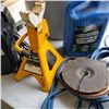 Image 4 : Campbell haufeld air compressor, jack stand, jug of anifreeze jumper cable and trouble light