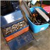 Image 1 : Tote with measuring wheel, stop lights and toolbox with contents