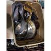 Image 1 : TOTE OF ASSORTED HAND TOOLS, CLAMPS, SAW BLADES, ETC