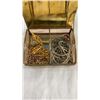 Image 2 : TIN AND GLASS CASE OF VARIOUS JEWELRY