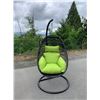 Image 1 : BRAND NEW SINGLE HANGING EGG CHAIR - RETAIL $949 W/ NECK PILLOW, FOLDABLE FRAME, POWDER COATED STEEL