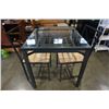 Image 2 : BLACK METAL GLASSTOP DINING TABLE WITH 2 CHAIRS