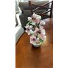 Image 7 : BLUE GLASS VASE, GLASS BOTTLE WITH LID, EASTERN ARTIFICIAL FLOWER AND SMALL PLATE