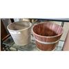 Image 1 : WOOD BUCKET AND CERAMIC PLANTER