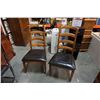 Image 1 : 2 LADDER BACK CHAIRS WITH LEATHER LOOK SEATS