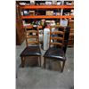 Image 2 : 2 LADDER BACK CHAIRS WITH LEATHER LOOK SEATS