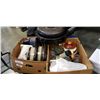 Image 1 : BOX OF ICE SHAVER,SNOCONE MAKER AND POTS AND FRYING PANS WITH ROASTER