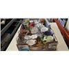 Image 1 : 2 Trays of decorative fruit, glassware and porcelain