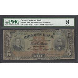 Monlsons Bank 490-26-04 1904 $5 VG8 PMG