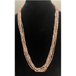Angie Reano, Kewa 10 Strand Pen Shell Heishi Necklace with sterling cones