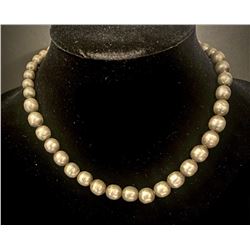 Vintage Navajo Silver Pearl Necklace 16"