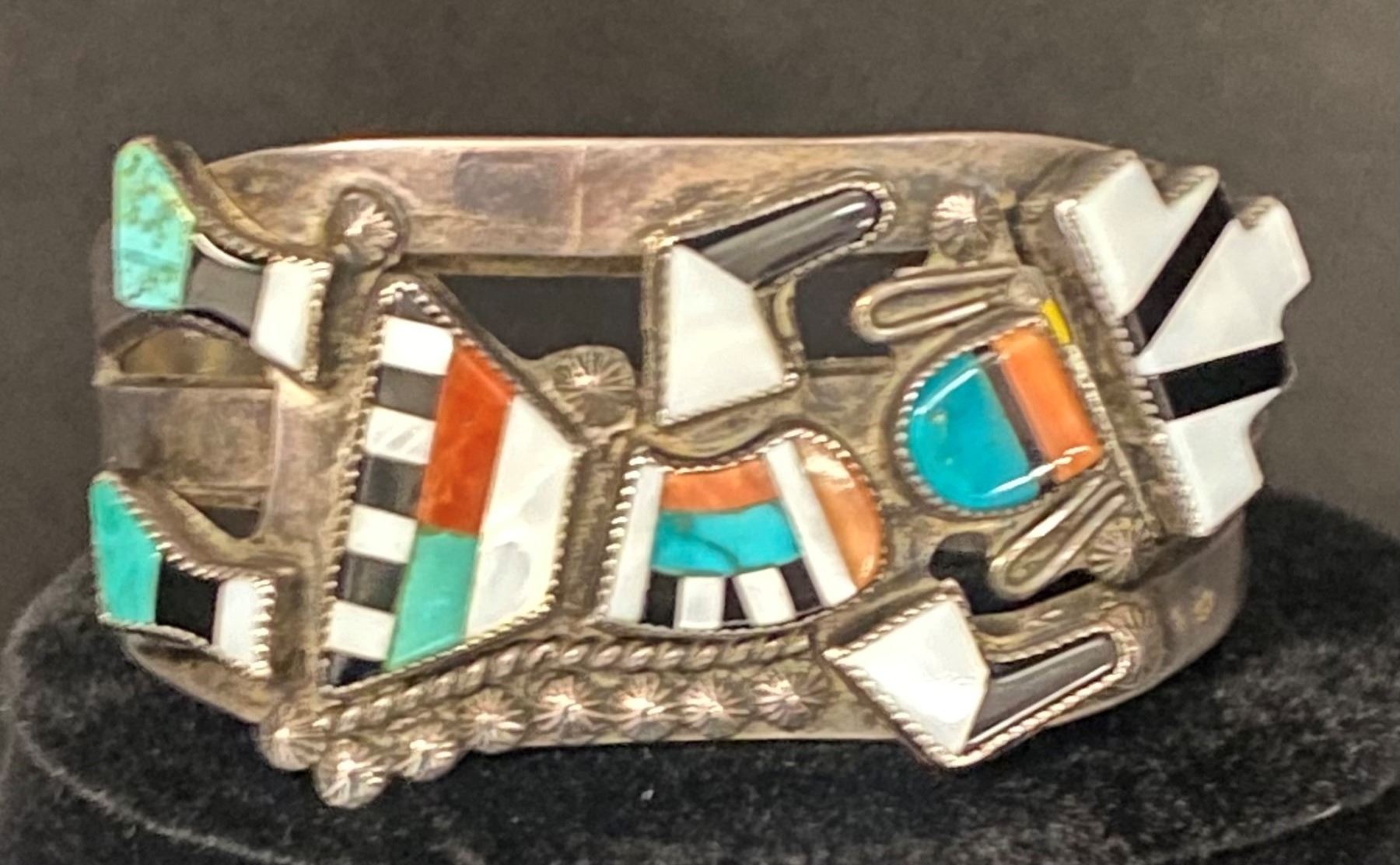 Zuni Rainbow Man Cuff Bracelet circa 1950's