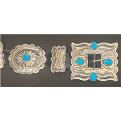 Traditional Concho Belt with Turquoise by Ben Yazzie, Navajo Artist