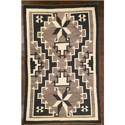 91-inch by 57.5-inch JB Moore Crystal Design Navajo Weaving with Valero Stars circa 1920