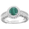 Image 1 : 2.63 CTW Malachite & Diamond Ring 14K White Gold - REF-86H4M