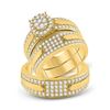 Image 1 : 1 & 7/8 CTW His Hers Round Diamond Cluster Matching Wedding Set 14kt Yellow Gold - REF-245T4V
