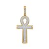 Image 1 : 1/3 CTW Mens Round Diamond Ankh Cross Charm Pendant 10kt Yellow Gold - REF-32X7T