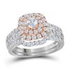Image 1 : 1 & 1/5 CTW Round Diamond Bridal Wedding Ring 14kt Two-tone Gold - REF-105H7R