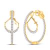 Image 1 : 1 CTW Womens Round Diamond Dangle Hoop Earrings 14kt Yellow Gold - REF-177V3Y