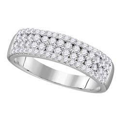 1/2 CTW Womens Round Diamond Pave Band Ring 10kt White Gold - REF-34N3A