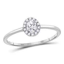 1/3 CTW Womens Oval Diamond Solitaire Stackable Band Ring 10kt White Gold - REF-49F6W