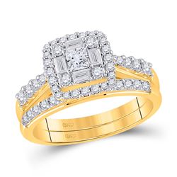 1 CTW Round Diamond Bridal Wedding Ring 14kt Yellow Gold - REF-109Y2N