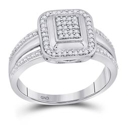 1/6 CTW Womens Round Diamond Square Cluster Ring 10kt White Gold - REF-30W7H