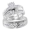 Image 1 : 5/8 CTW His Hers Princess Diamond Cluster Matching Wedding Set 14kt White Gold - REF-112T4V