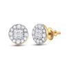 Image 1 : 1/2 CTW Womens Princess Round Diamond Cluster Earrings 14kt Yellow Gold - REF-45H2R