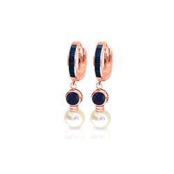 Genuine 6.65 ctw Sapphire & Pearl Earrings 14KT Rose Gold - REF-56W2Y