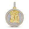 Image 1 : 5/8 CTW Mens Round Diamond Jesus Circle Medallion Charm Pendant 10kt Yellow Gold - REF-61H4R