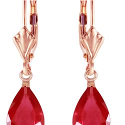 Genuine 3.5 ctw Ruby Earrings 14KT Rose Gold - REF-38Z6N