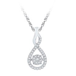 1/5 CTW Womens Round Diamond Moving Cluster Pendant 10kt White Gold - REF-21T8V