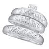 Image 1 : 1/20 CTW His Hers Round Diamond Solitaire Matching Wedding Set 10kt White Gold - REF-41H6R