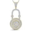 Image 1 : 7/8 CTW Mens Round Diamond Bank Padlock Charm Pendant 10kt Yellow Gold - REF-61N4A
