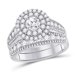 2 CTW Round Diamond Bridal Wedding Ring 14kt White Gold - REF-296A6M