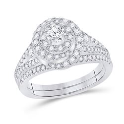 1 CTW Round Diamond Bridal Wedding Ring 14kt White Gold - REF-136X4T