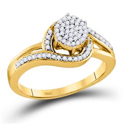 1/4 CTW Womens Round Diamond Cluster Ring 10kt Yellow Gold - REF-27X3T