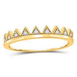 1/10 CTW Womens Round Diamond Chevron Stackable Band Ring 10kt Yellow Gold - REF-13V5Y