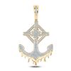Image 1 : 1/2 CTW Mens Round Diamond Anchor Cross Charm Pendant 10kt Yellow Gold - REF-61Y4N