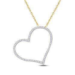 1/5 CTW Womens Round Diamond Heart Pendant 10kt Yellow Gold - REF-15R2X