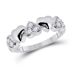 1/3 CTW Womens Round Diamond Heart Ring 14kt White Gold - REF-38F2W