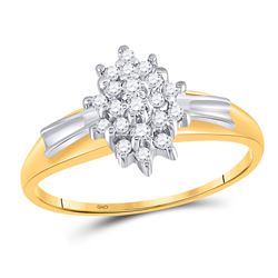1/4 CTW Womens Round Prong-set Diamond Oval Cluster Ring 10kt Yellow Gold - REF-18X5T