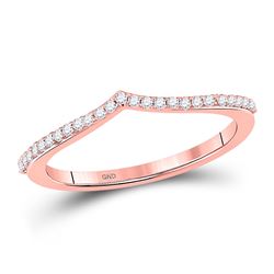 1/6 CTW Womens Round Diamond Chevron Stackable Band Ring 10kt Rose Gold - REF-21M8F