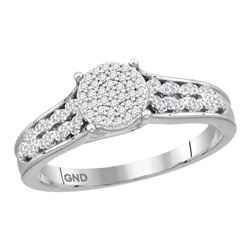 1/5 CTW Womens Round Diamond Circle Cluster Ring 10kt White Gold - REF-23X3T