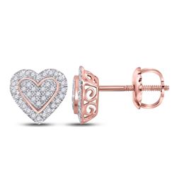 1/4 CTW Womens Round Diamond Heart Earrings 10kt Two-tone Gold - REF-20V5Y
