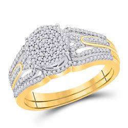 3/8 CTW Round Diamond Bridal Wedding Ring 10kt Yellow Gold - REF-40Y3N