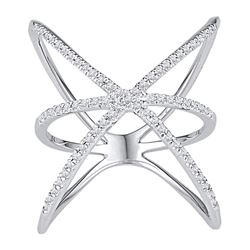 1/3 CTW Womens Round Diamond Negative Space Fashion Ring 10kt White Gold - REF-25F9W
